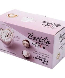 Tea Safdie & Co. Barista Amore Cappuccino Mugs - Double Wall – Set Of 2 - 180 Ml
