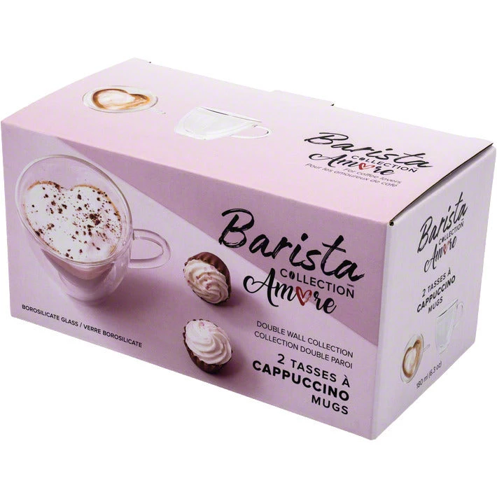 Tea Safdie & Co. Barista Amore Cappuccino Mugs - Double Wall – Set Of 2 - 180 Ml