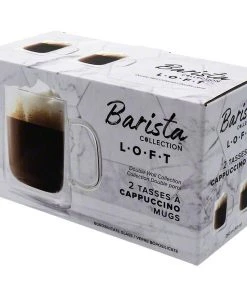 Safdie & Co. Barista Loft Cappuccino Mugs - Double Wall – Set Of 2 – 260 Ml Tea