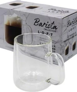 Safdie & Co. Barista Loft Cappuccino Mugs - Double Wall – Set Of 2 – 260 Ml Tea
