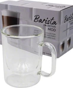 Safdie & Co. Barista Mod Americano Mugs – Double Wall - Set Of 2 - 370 Ml