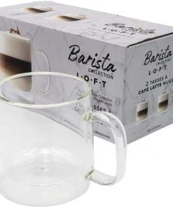 Safdie & Co. Barista Loft Cafe Latte Mugs - Double Wall – Set Of 2 – 450 Ml