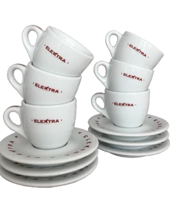 Elektra Tall Espresso Cups And Saucers - Set Of 6 Tea