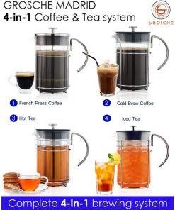 Grosche Madrid 4-in-1 French Press Coffee Maker Tea