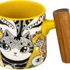 Tea Asso Yellow Porcelain Mug W/ Wooden Handle - 450 Ml